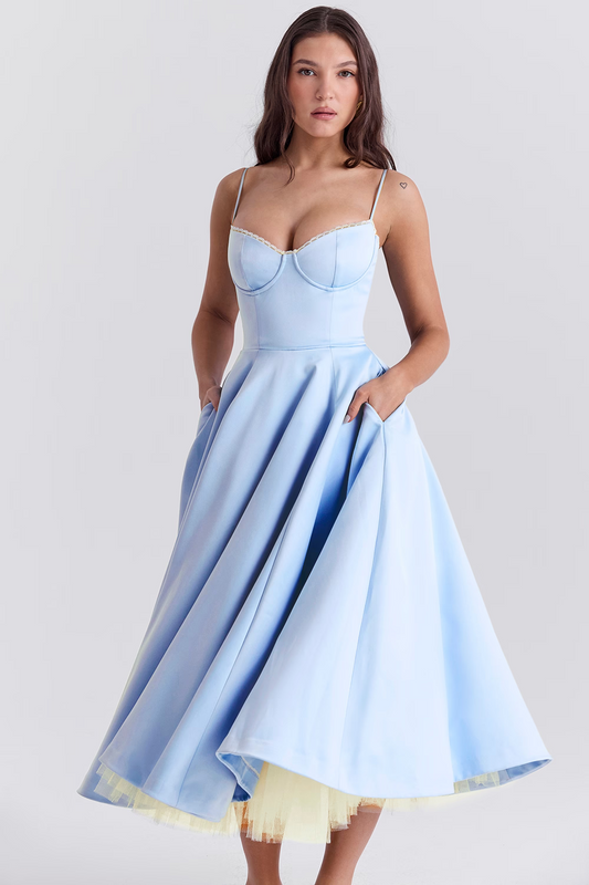 ELIORA | Elegant Midi Dress with Tulle Skirt