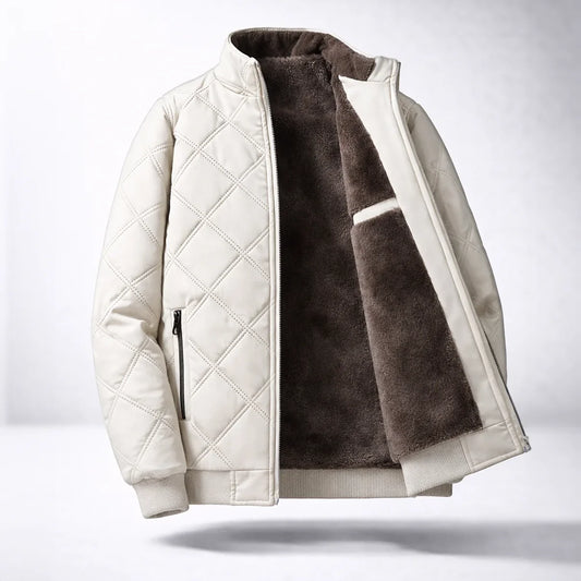 Caden Men's Bomber Jacket | Diamond Quilted, Fleece-Lined Winter Coat 1