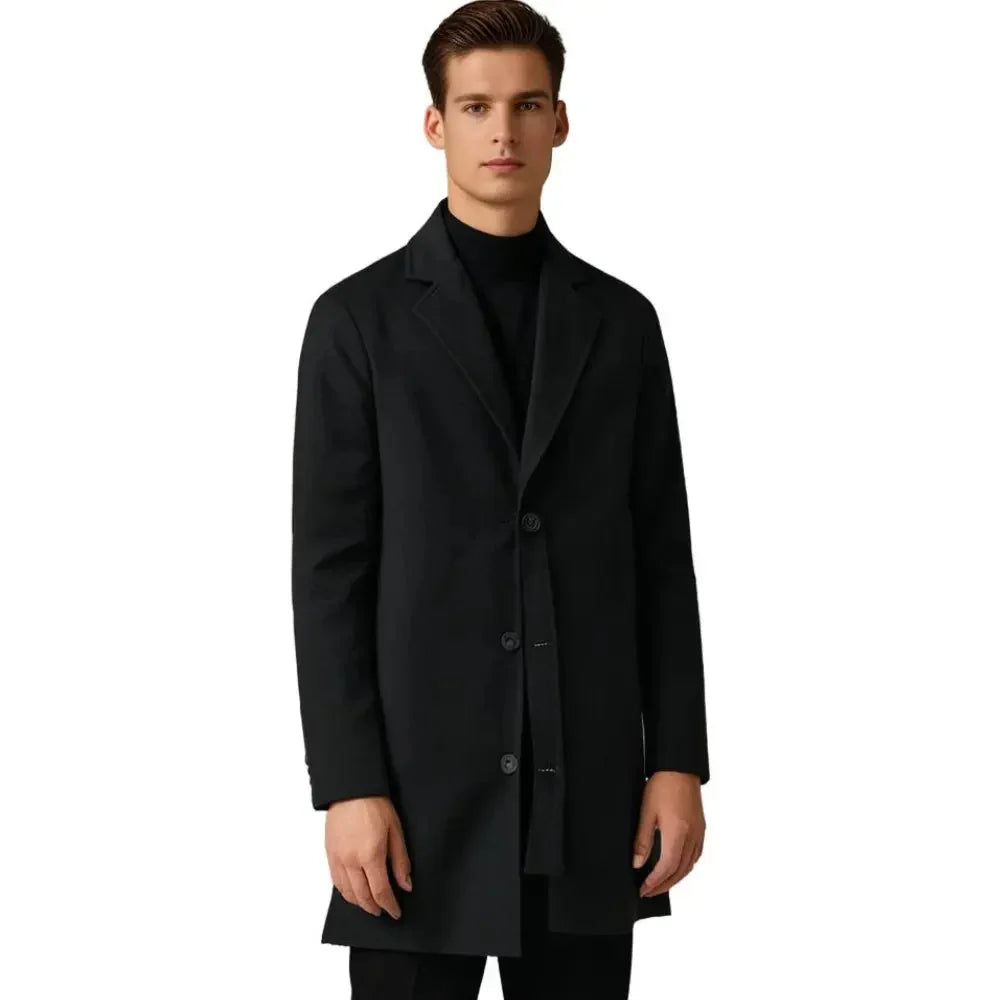 Caden Men's Wool Coat | Tailored Fit, Notch Lapels, Overcoat 8