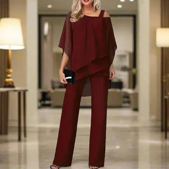 Celeste Women's Co Ord Set | Elegant Blouse with Wide-Leg Trousers 4