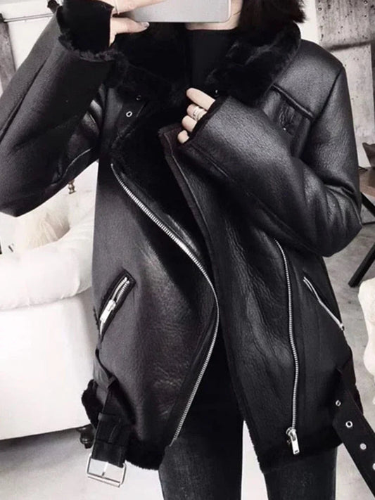 Evelyn Women's Winter Jacket | Warm Shearling Lining, Faux Leather