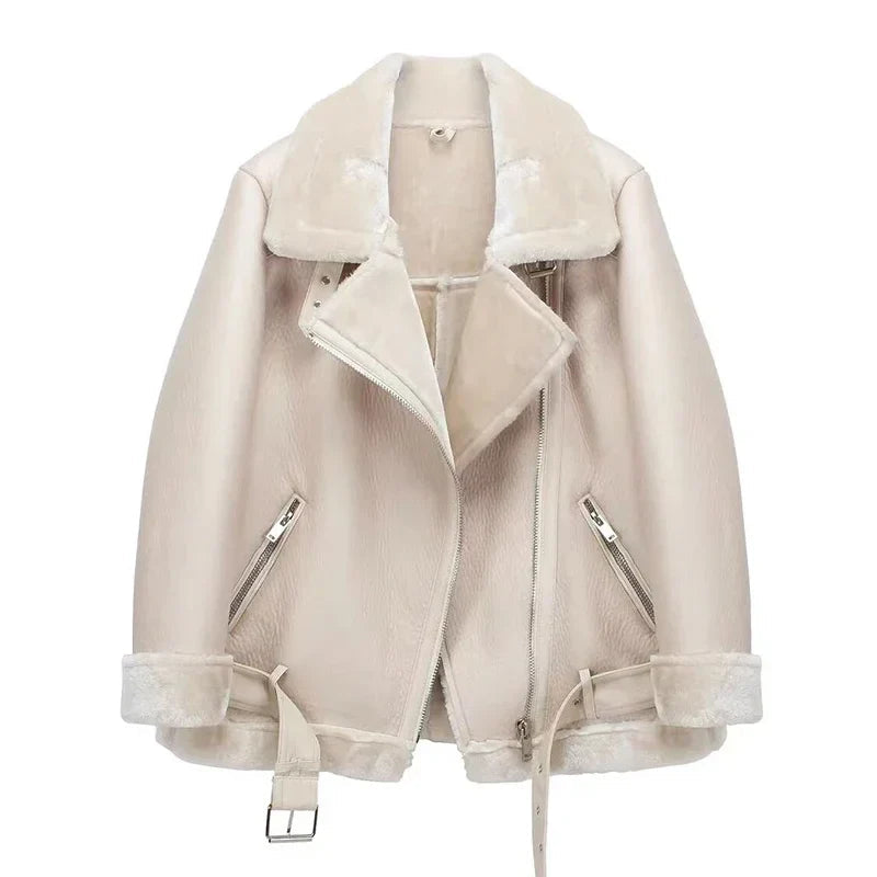 Evelyn Women's Winter Jacket | Warm Shearling Lining, Faux Leather