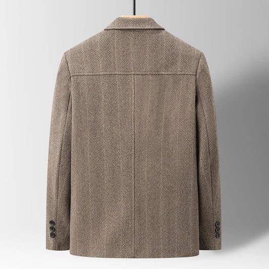 Harlan Men's Wool-Look Jacket | Herringbone Fabric, Tailored Fit 1