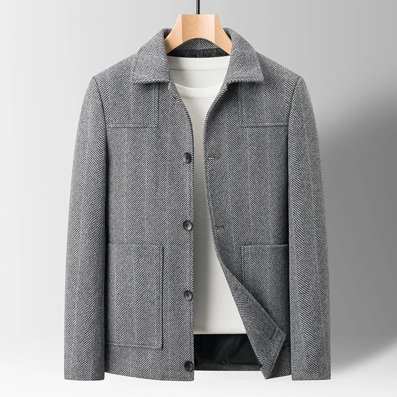 Harlan Men's Wool-Look Jacket | Herringbone Fabric, Tailored Fit 4