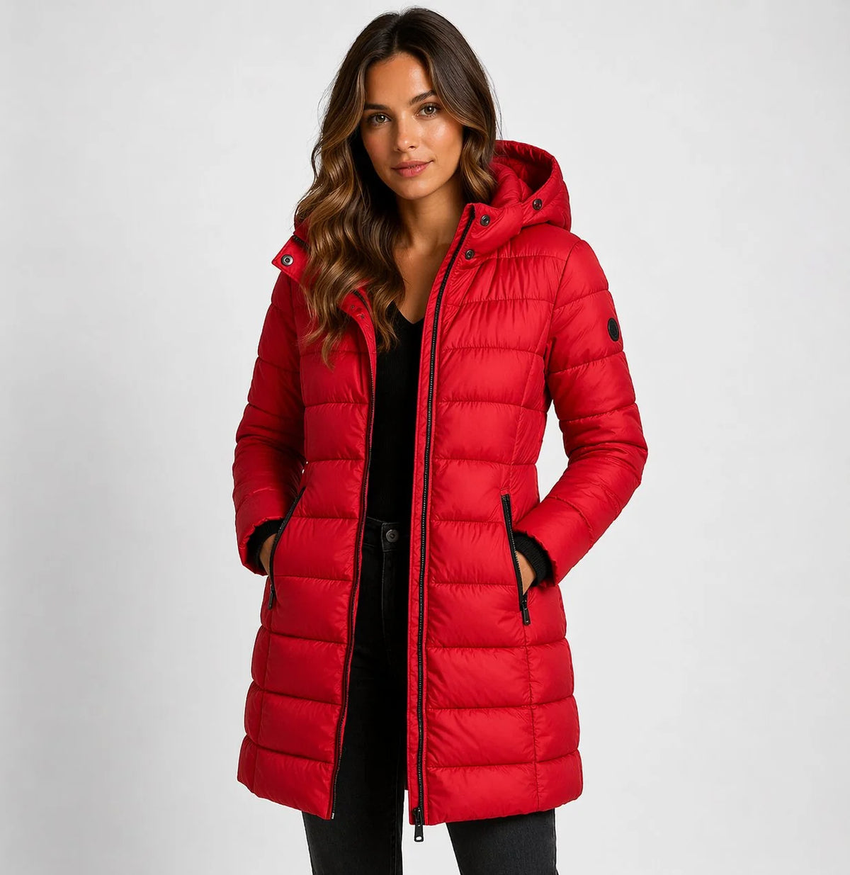 Harlan Women's Hooded Puffer Coat | Quilted Panels, Zip Front 4