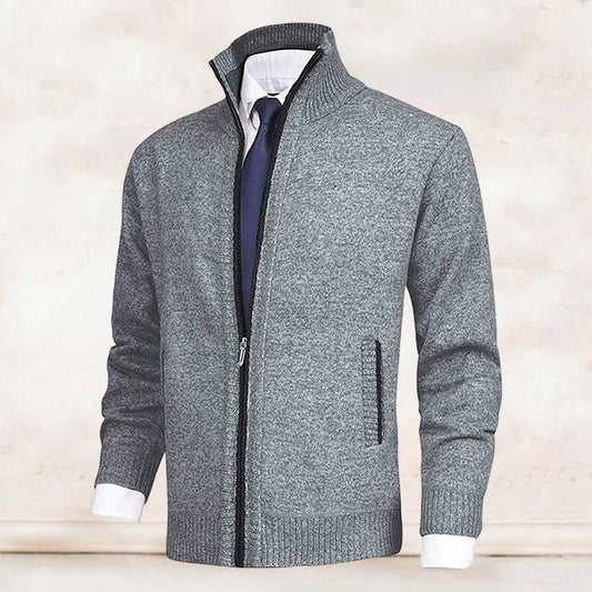 Harmony Men's Cardigan Sweater | Polyester-Acrylic Blend, Stand-Up Collar 1