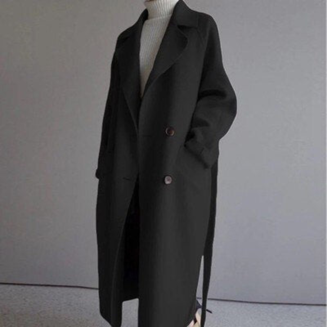Jade Ladies Trench Coat Black | Luxury Tweed, Tailored