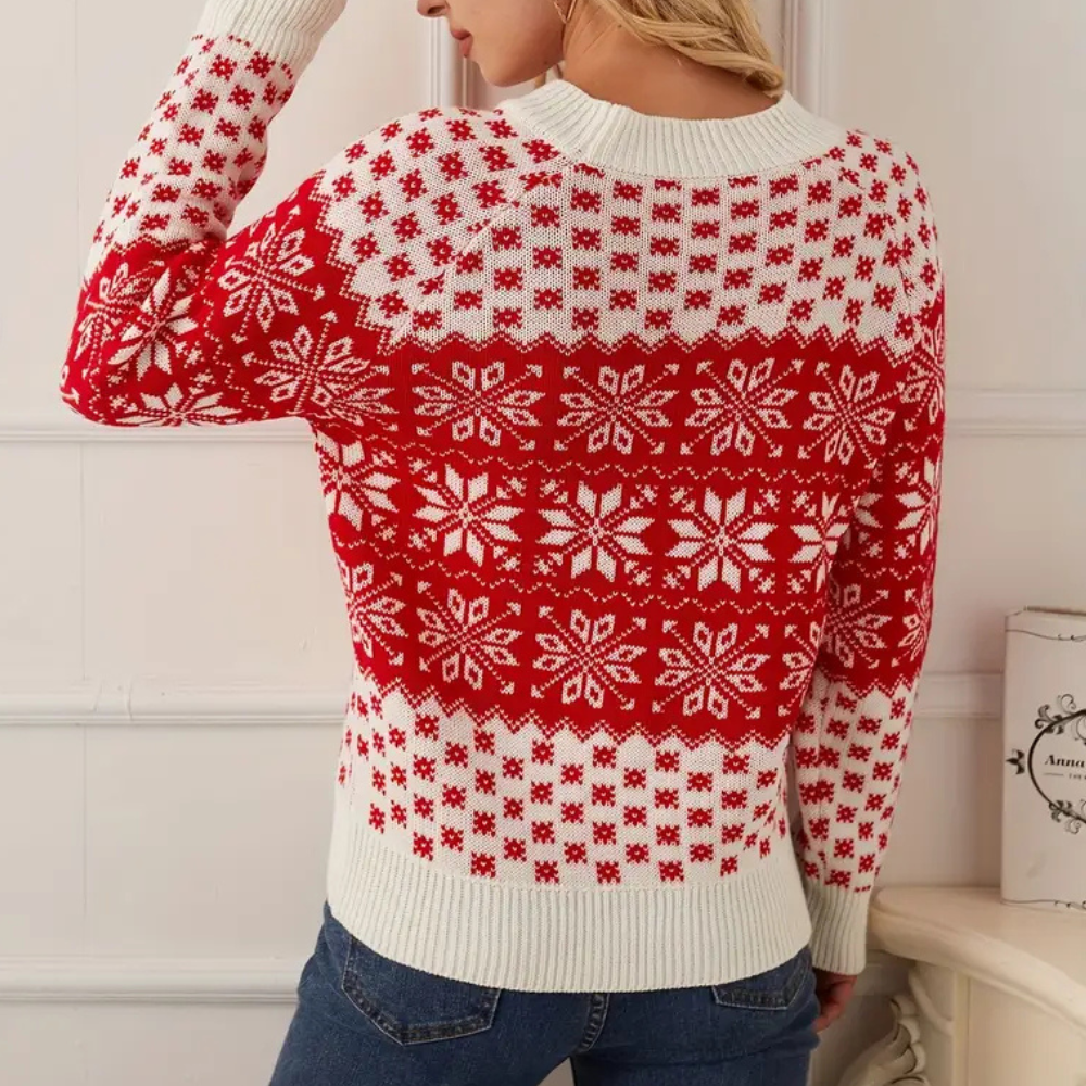 Karla Women's Christmas Sweater | 100% Acrylic, Ugly Christmas Sweater with Snowflake Design