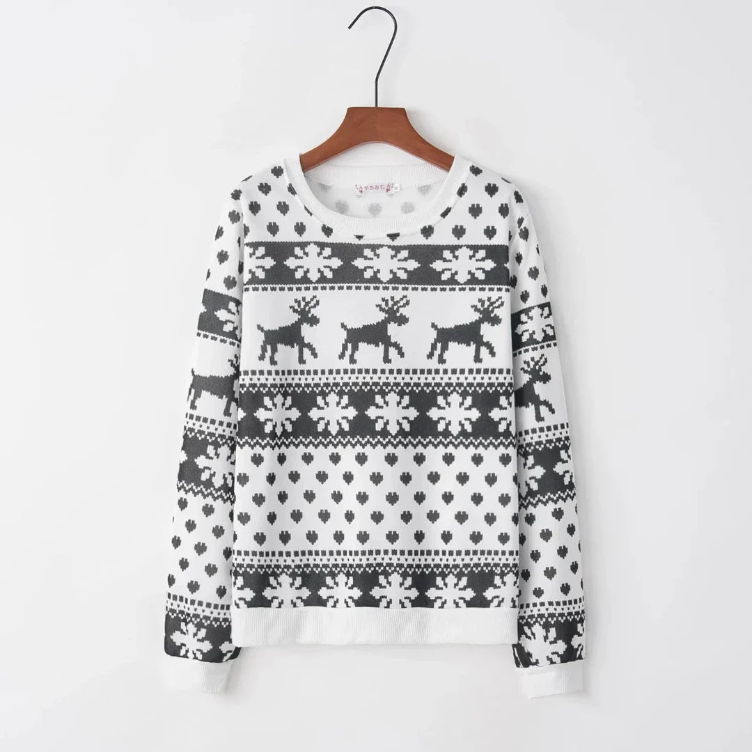 Kendra Women's Christmas Sweater | Knitted Fabric with Reindeer, Comfortable Fit