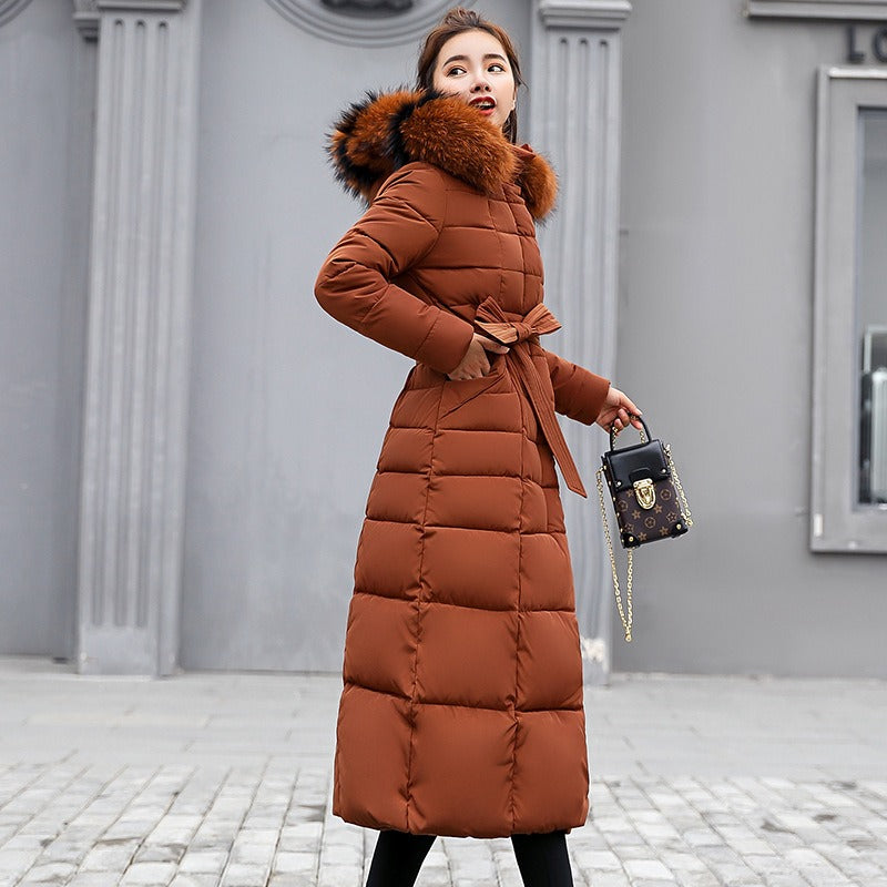 Lana Ladies Long Winter Coat | Luxurious Padded with Fur Collar, Comfortable