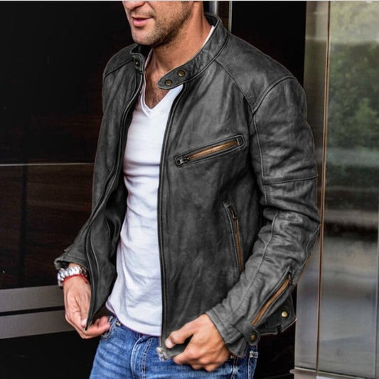 Leandro Men's Leather Jacket | Weather-Resistant Genuine Leather, Autumn Coat 1