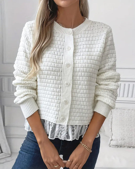 Lina Ladies Sweater | Long Sleeves with Lace Panels