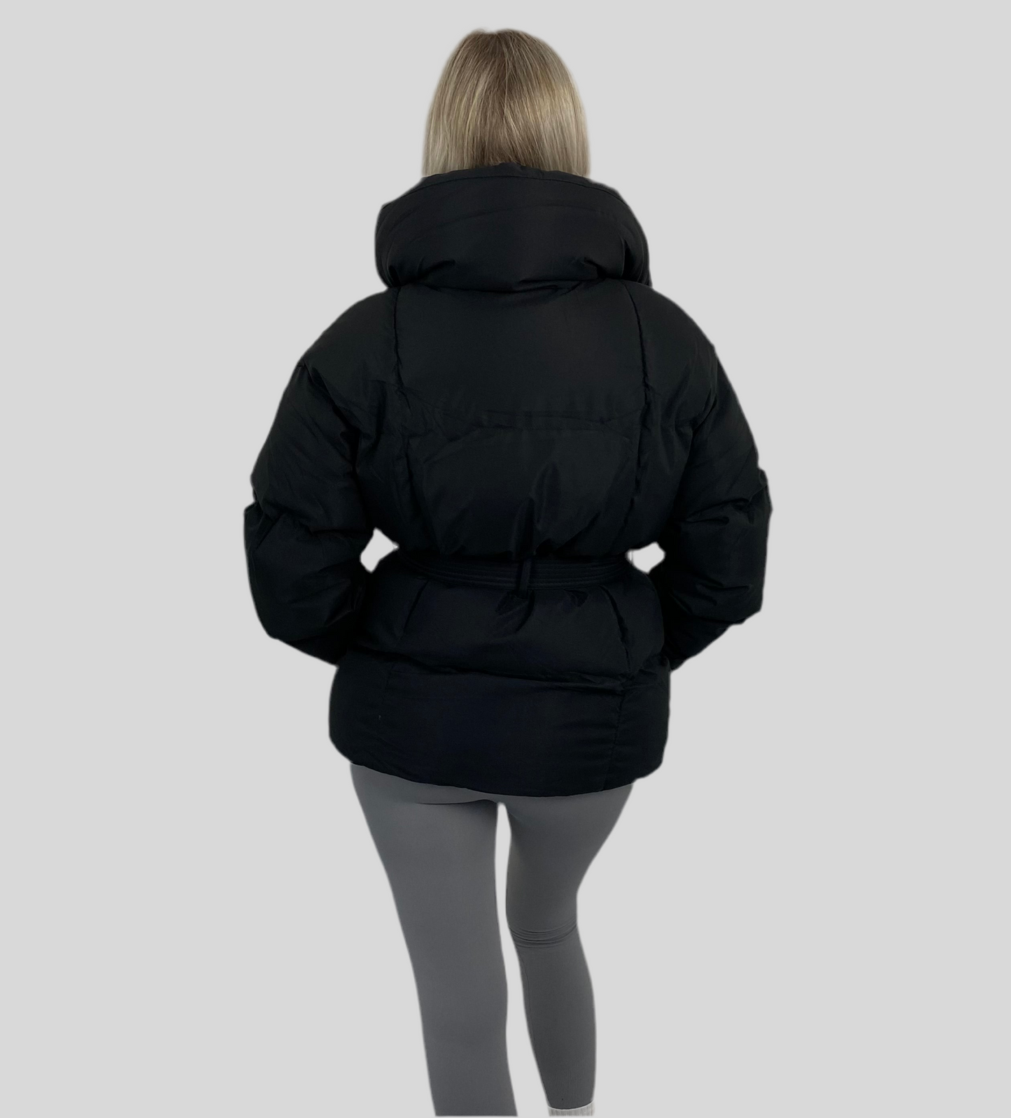 Livia Ladies' Jacket | Cropped Puffer with Belt, Trendy Design