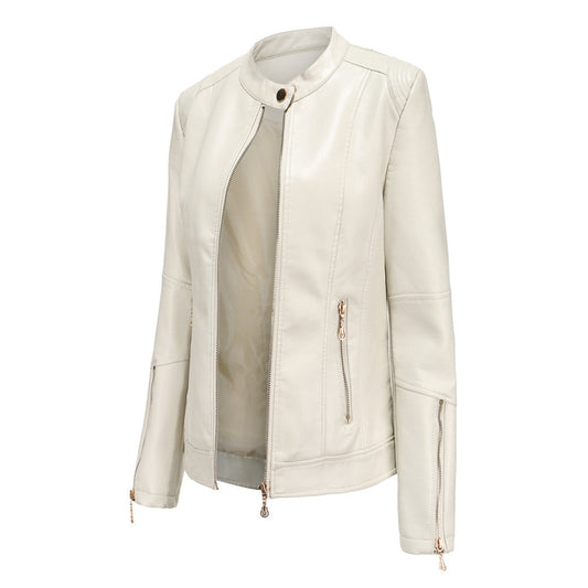 Lotte Women's Jacket | Soft Leather, Chic Collar