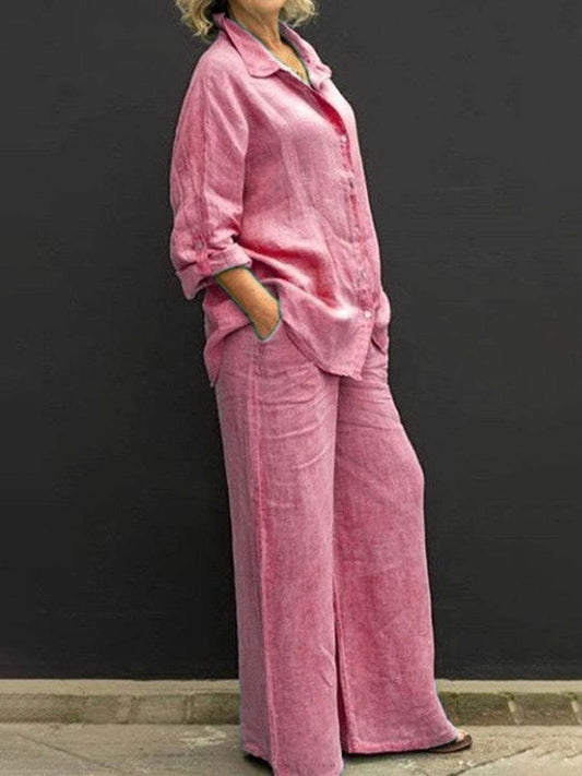 Marta Women's Suit | Cotton and Linen, Pink 2-Piece