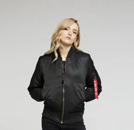Classic MA-1 Bomber Jacket for Women | Windproof and Water-Repellent Pilot Jacket