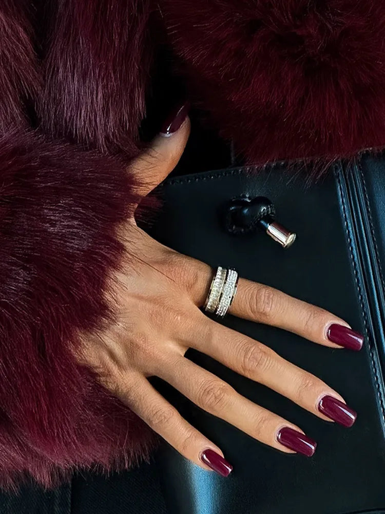 Mia Dames Faux Fur Coat | Luxe Faux Fur, Deep Burgundy