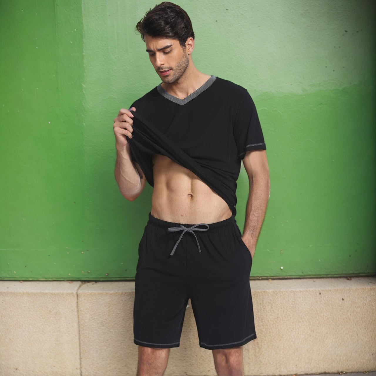 Milo Men's Casual Leisure Set | Breathable Fabric, Modern V-Neck 6