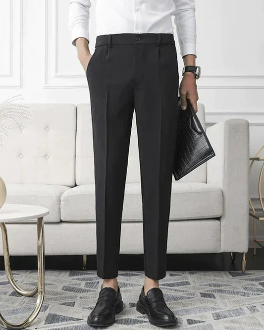 Milo Men's Tapered Cropped Trousers | Soft Stretch Fabric Classic Fit 1