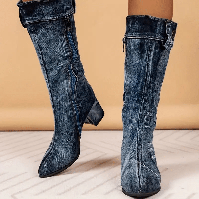 Molly Dames Cowboy Boots | Denim Blue, Mid-High