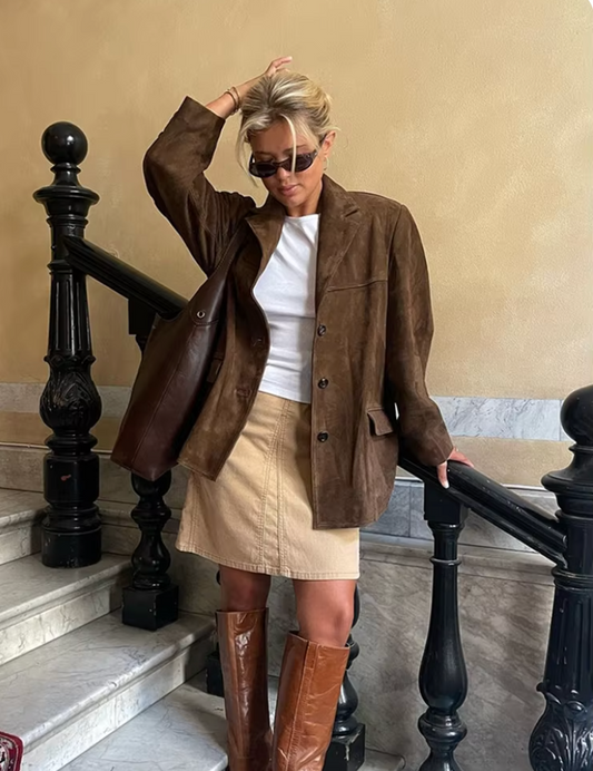 Nina Women's Blazer | Suede, Timeless and Flattering Design