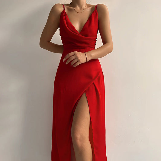 ALINA | Luxe Satin Maxi Dress with High Split