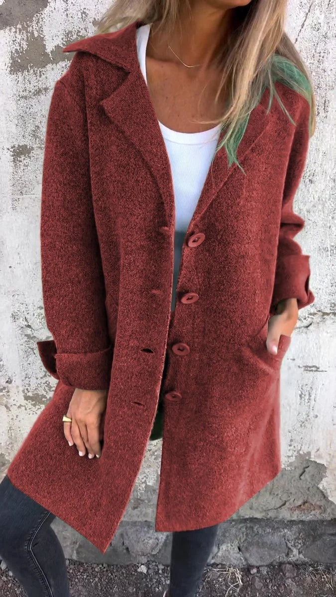 Rylan Women's Longline Coat | Smooth Fabric, Notch Collar 11