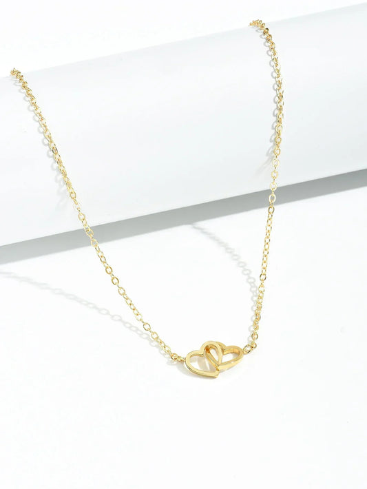 AYLA | Double Heart Necklace in Refined Zinc Alloy