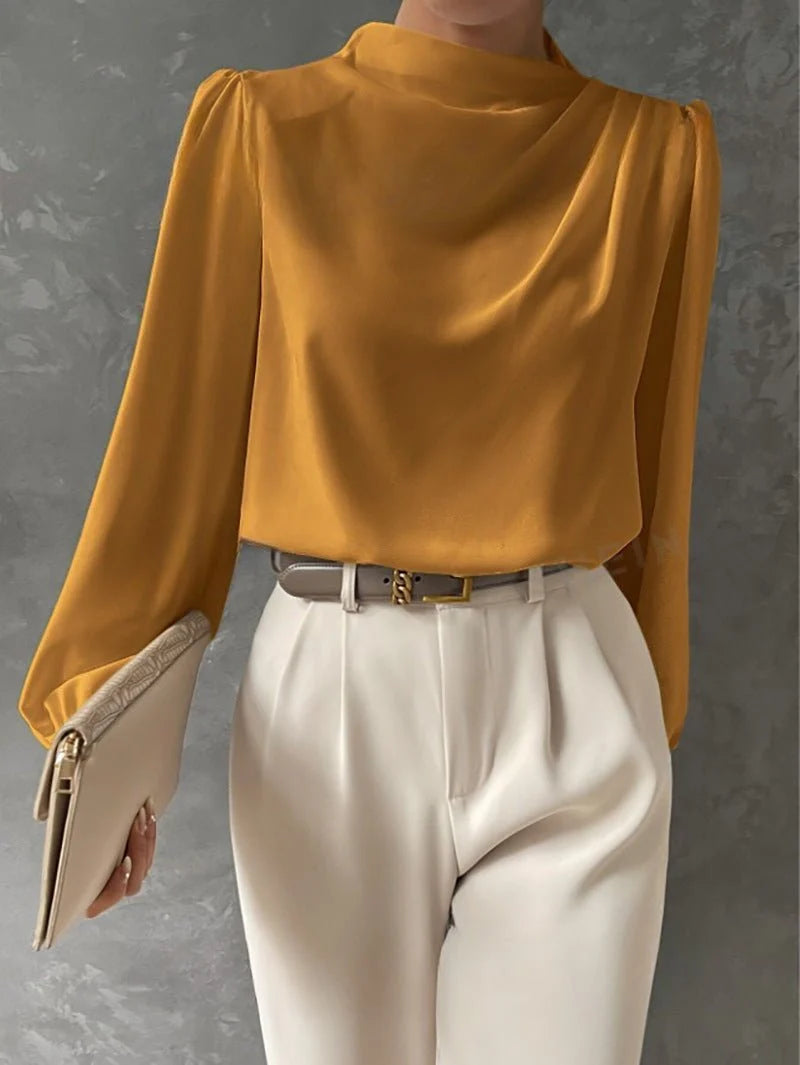 Sarina Women's Satin Blouse | Cowl Neck, Full Sleeves, Relaxed Fit 6