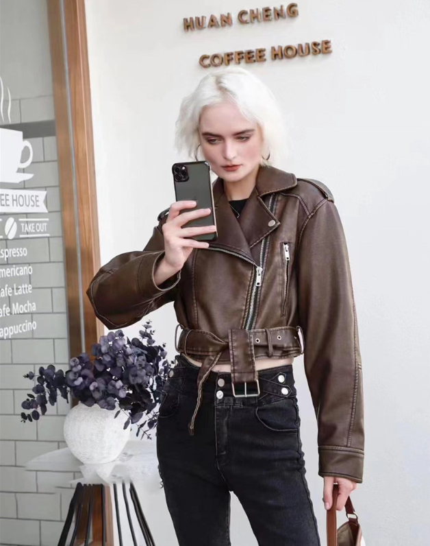 Sienna Women's Leather Jacket | Short Fit, Elegant Zipper