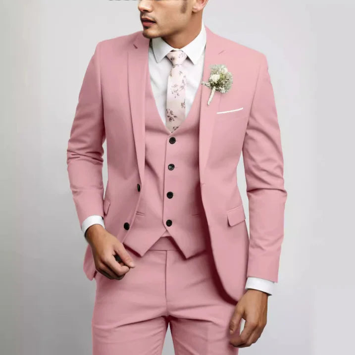 Sleek Men's Suit | 3-Piece Slim Fit Wedding Suit, Light Gray