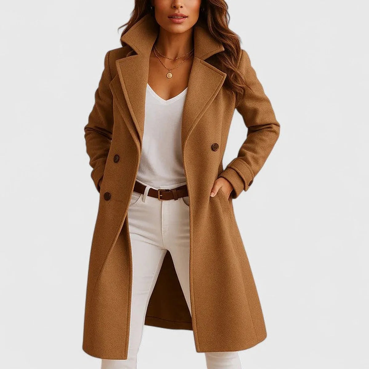Talia Women's Long Coat | Tailored Silhouette, Notch Lapels 2