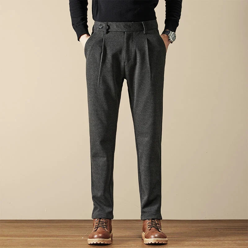 Vero Men's Tapered Trousers | Wool Blend, Pleated Design 5
