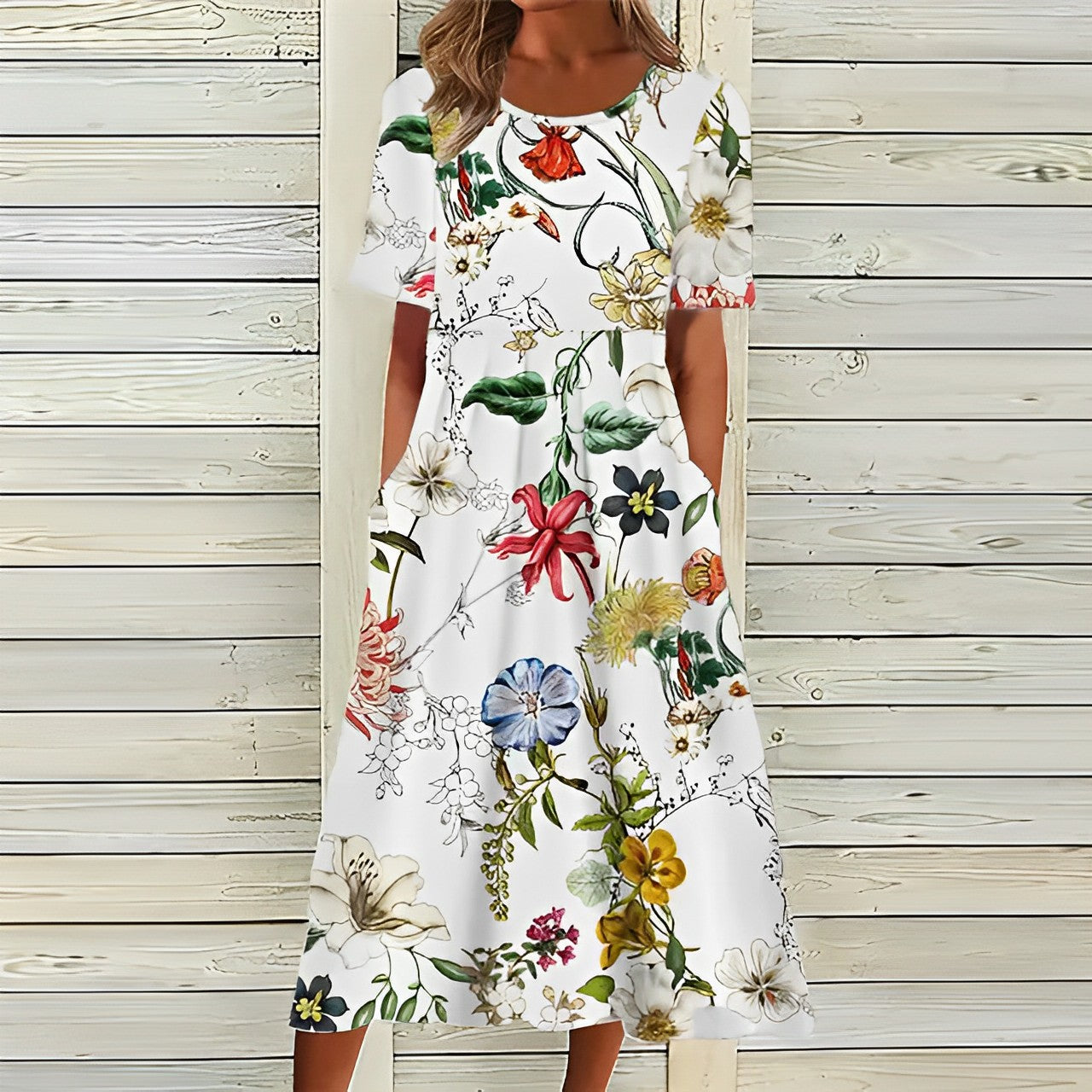 Wanda Women's Midi Dress | Floral Pattern, Elegant Design 0