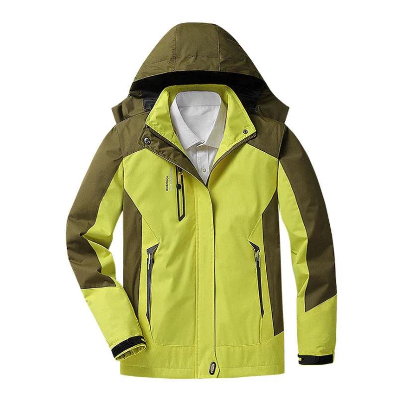 Waterproof Women's Rain Jacket with Adjustable Hood - Breathable and Warmly Lined - Long Women's Rain Jacket