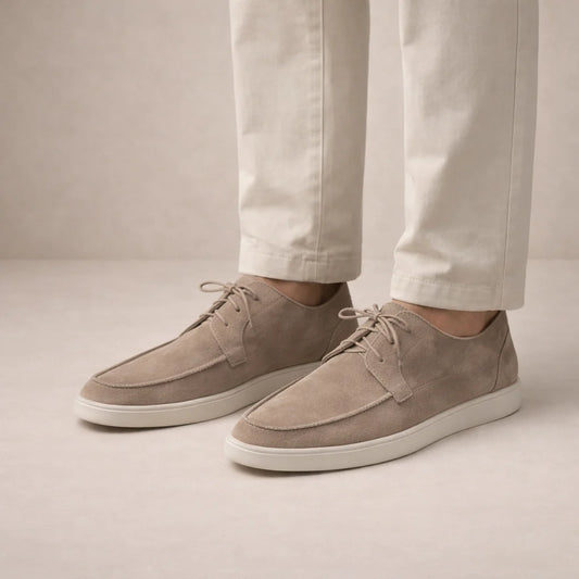 Wesley Men's Suede Loafers | Brown Lace-Up, Classic Design 1