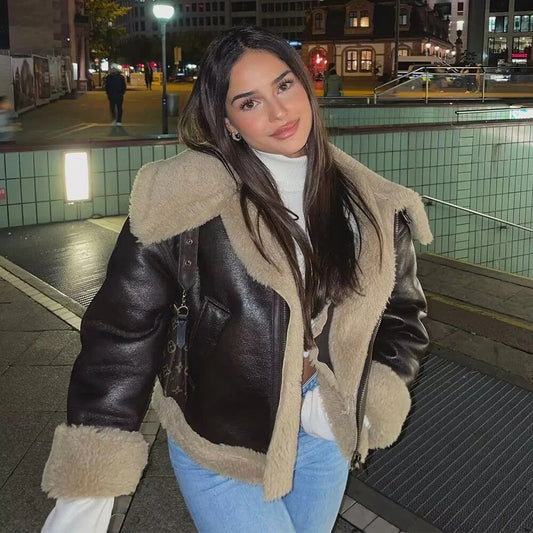 Wolff Women's Jacket | Reversible Leather Design with Faux Fur, Autumn/Winter