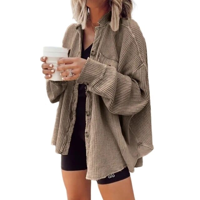 Trendy women's button coat made of corduroy | Elegant coat for casual and business looks