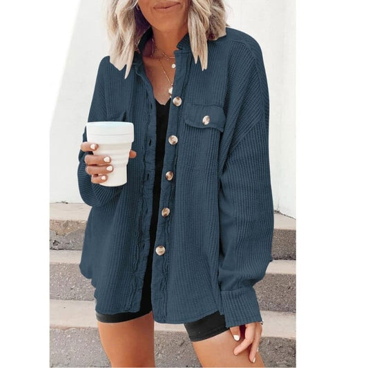 Trendy women's button coat made of corduroy | Elegant coat for casual and business looks