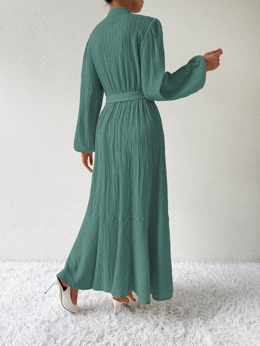 MAUREEN | Dress with Long Sleeves and Waist Accent