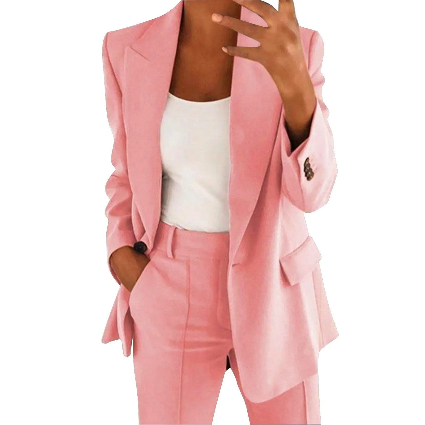 AMALIE | Solid Blazer & Pants Set for Women