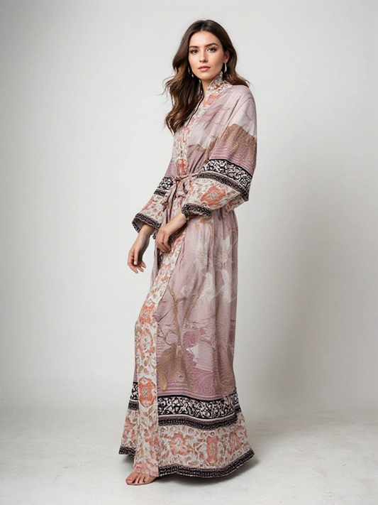 Yumea | Long Kimono with Floral Print for Women