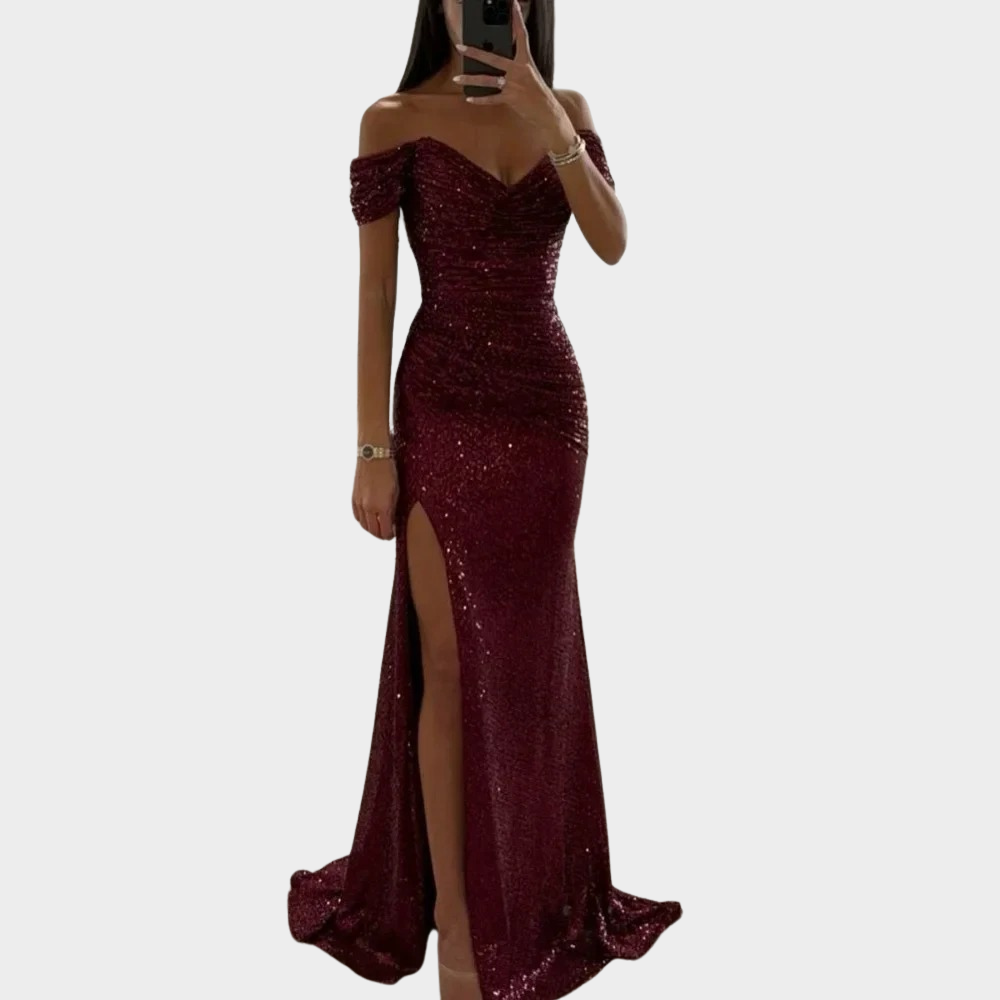ISABELLE | Long Evening Dress with Split for Wedding Guests