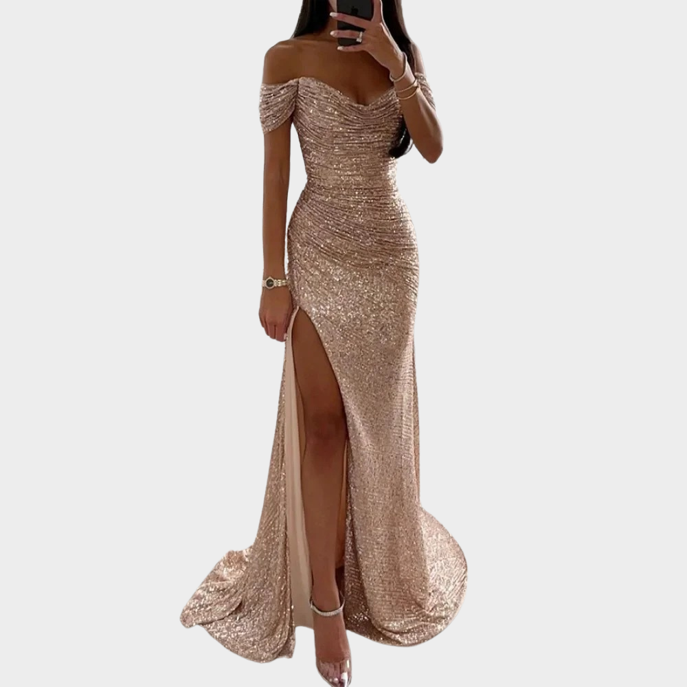 ISABELLE | Long Evening Dress with Split for Wedding Guests