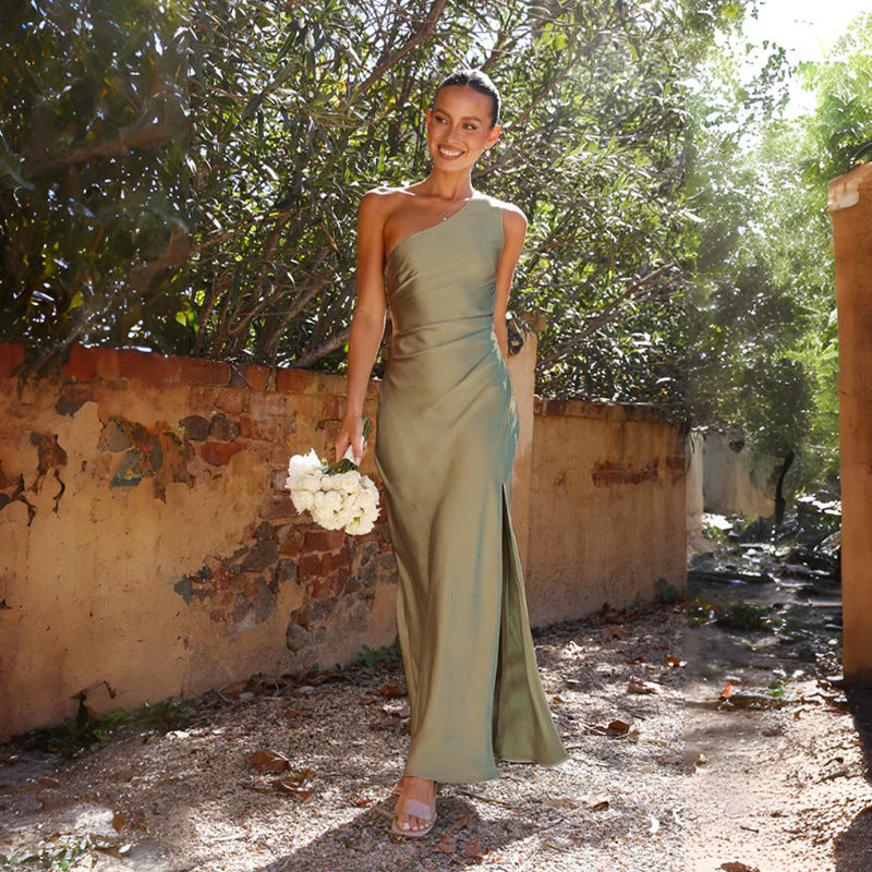 Avenelle | Asymmetrical One-Shoulder Evening Dress with Satin Shine