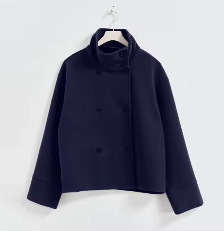 Short women's coat with double-breasted design | Elegant and versatile coat