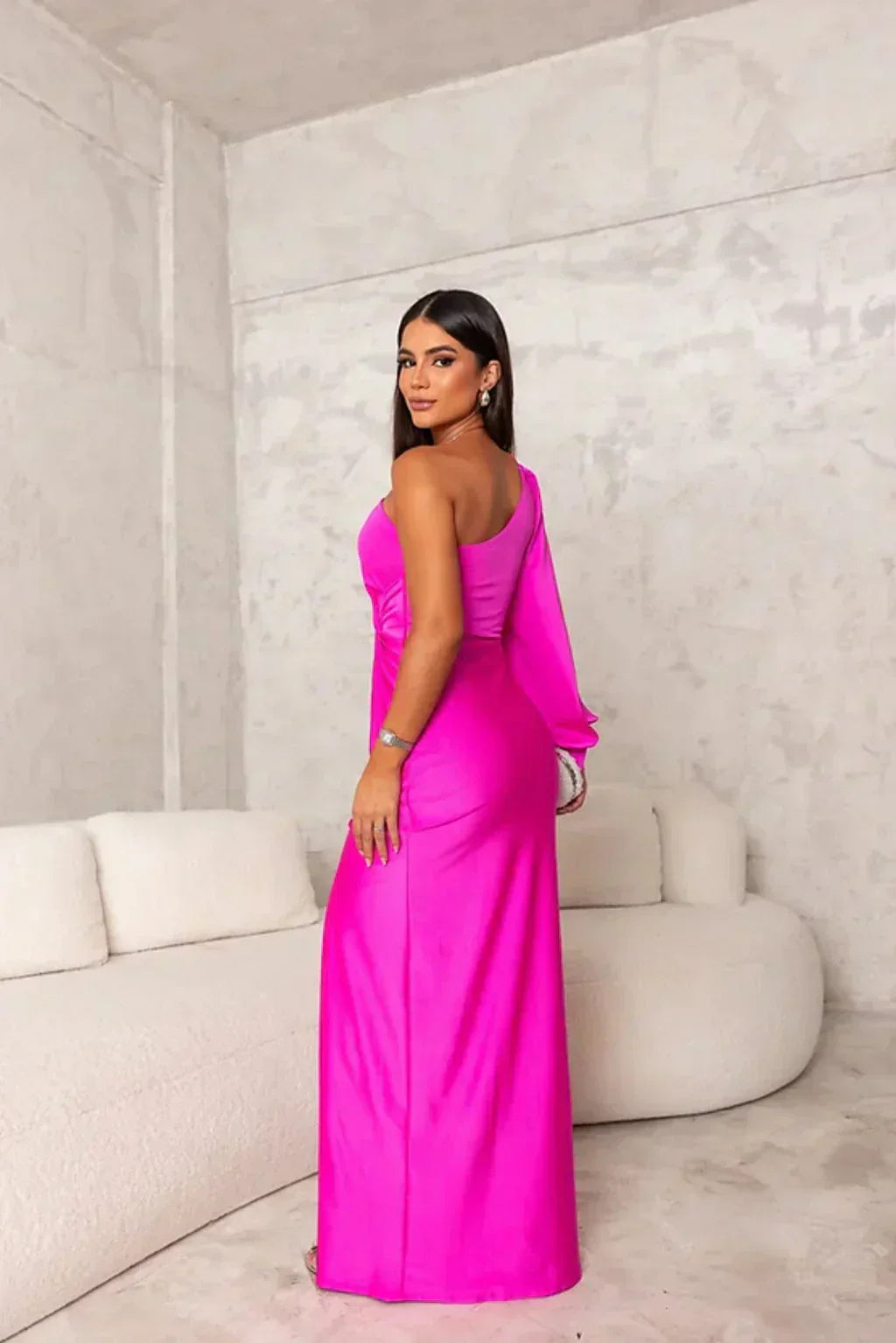 DALINA | One-Shoulder Wedding Guest Maxi Dress with Split