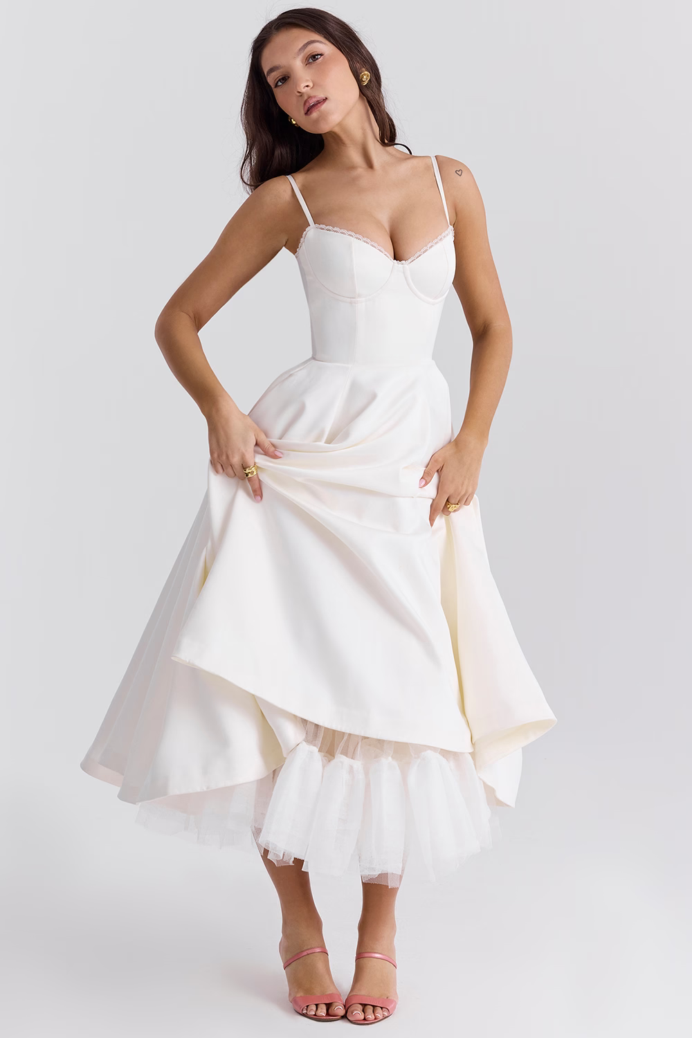 ELIORA | Elegant Midi Dress with Tulle Skirt
