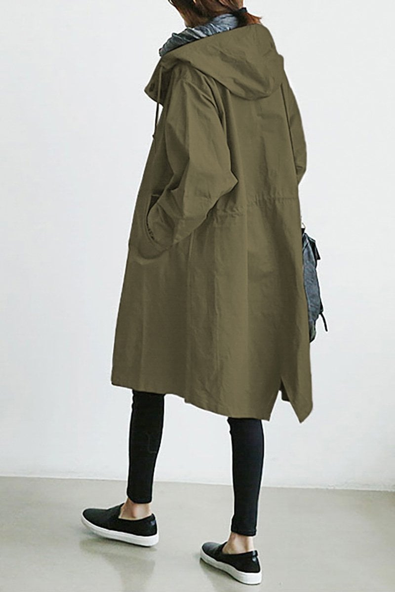 Waterproof women's trench coat with hood | Stylish mid-season jacket for spring and autumn