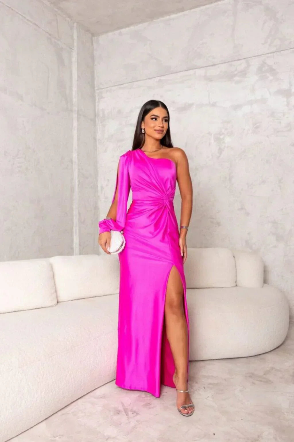 DALINA | One-Shoulder Wedding Guest Maxi Dress with Split